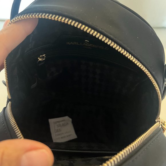 NWT KARL LAGERFELD PARIS AMOUR NYLON BACKPACK PURSE TOTE BLACK $198 main image 7